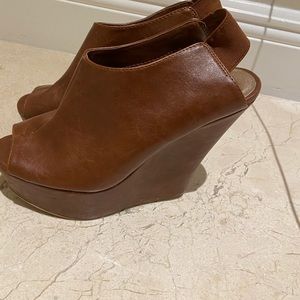 Madden Girl Cognac Wedges